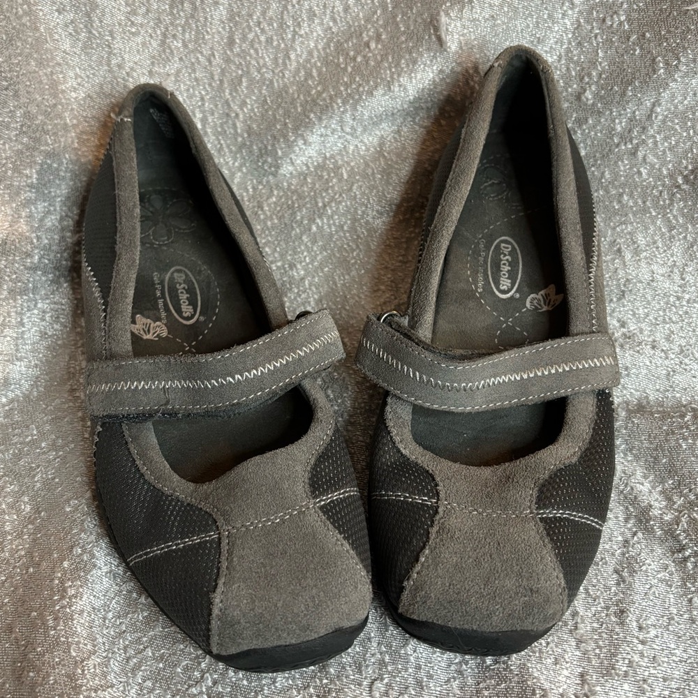 Dr. Scholl's Gray‎ Mary Jane Velcro Active Wear Shoe Gel Pac Insoles Size 8.5